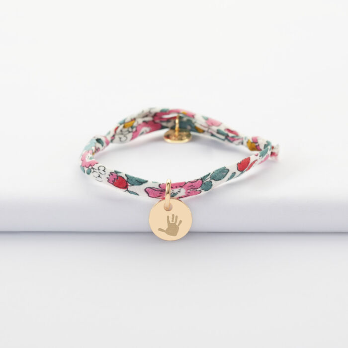 Bracelet enfant personnalisé Liberty médaille gravée plaqué or 10 mm - picto main
