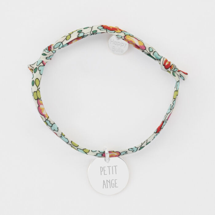 Bracelet enfant Liberty personnalisé médaille gravée argent 15 mm - texte