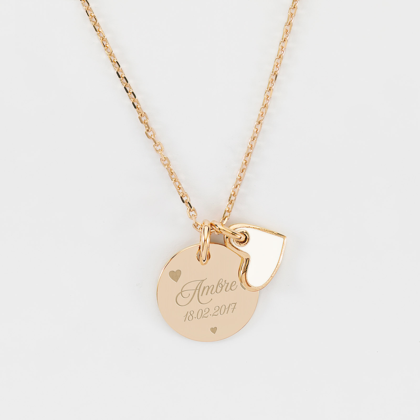Pendentif Coeur Médaillon Lettre E - Plaqué Or Jaune - 1,5 Cm - Occasion