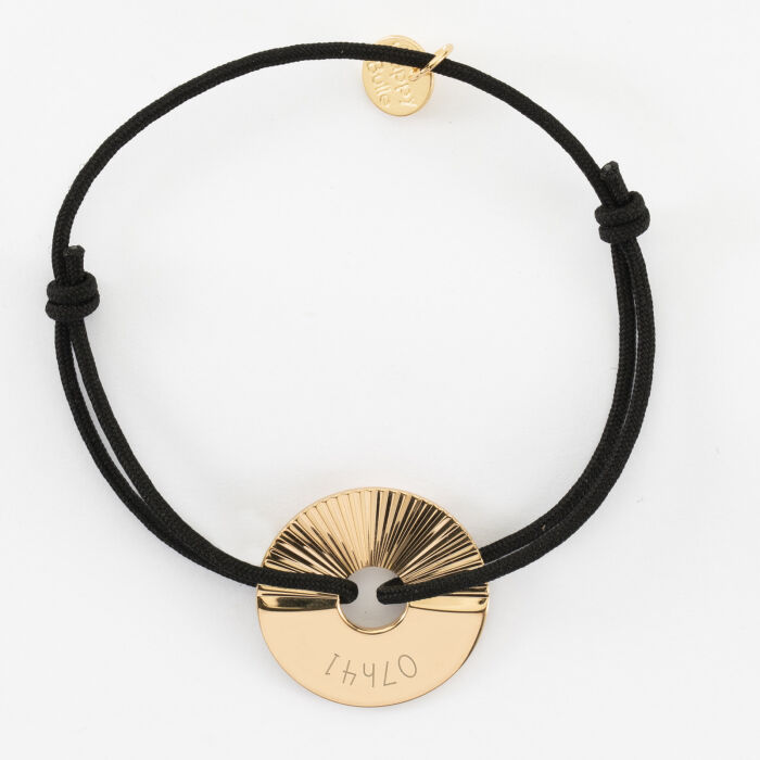 Bracelet personnalisé médaille gravée plaqué or cible soleil 21 mm - heure