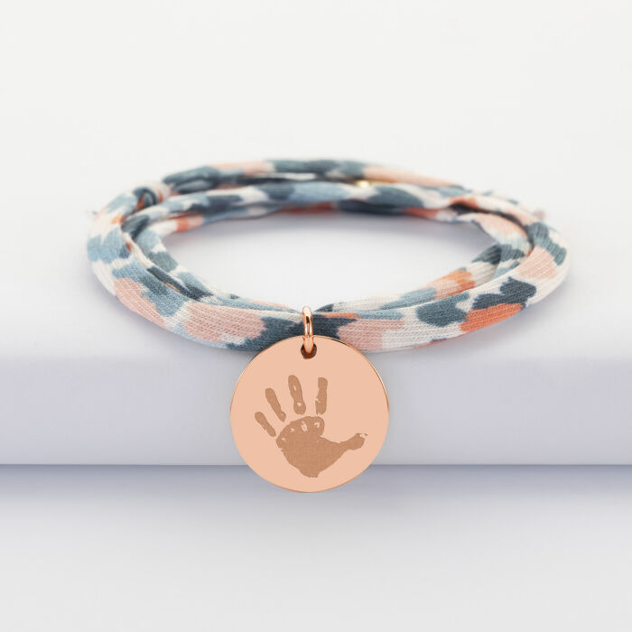 Bracelet 3 tours Liberty personnalisé médaille gravée plaqué or rose 19 mm - empreinte