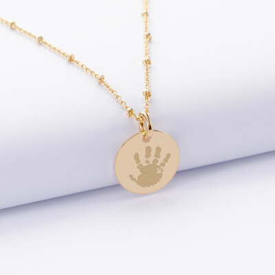 Pendentif personnalisé médaille gravée plaqué or 15 mm - empreinte