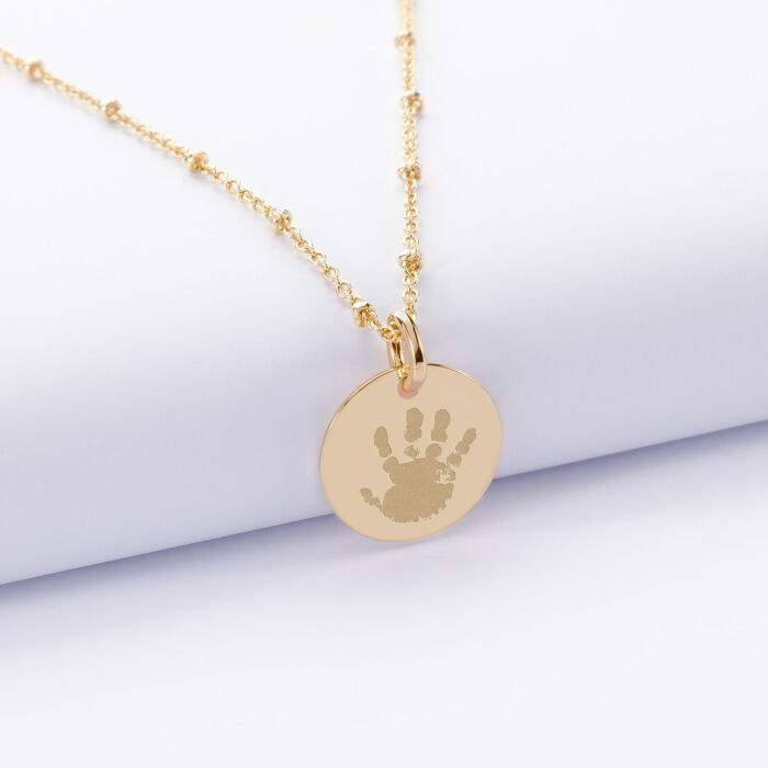 Pendentif personnalisé médaille gravée plaqué or 15 mm - empreinte