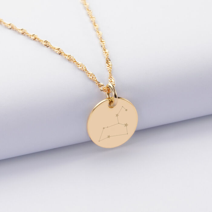 Pendentif personnalisé médaille gravée plaqué or 15 mm - illustration constellation