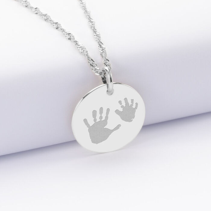Pendentif personnalisé médaille gravée argent 19 mm - empreinte