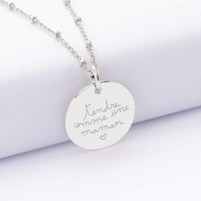 Pendentif personnalisé médaille gravée argent 19 mm - écrit