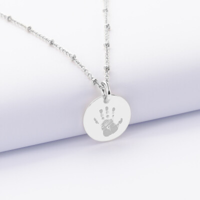 Pendentif enfant personnalisé médaille gravée argent  15 mm - empreinte