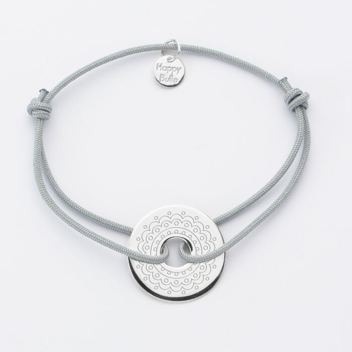 Bracelet personnalisé médaille gravée argent cible 20mm ornements