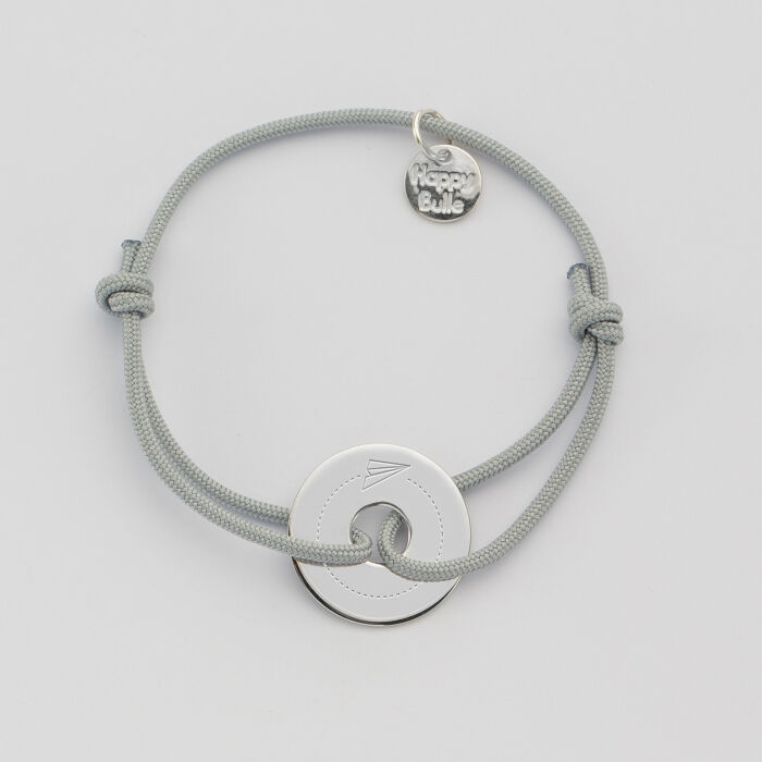 Bracelet enfant personnalisé médaille gravée argent cible 16 mm - 2