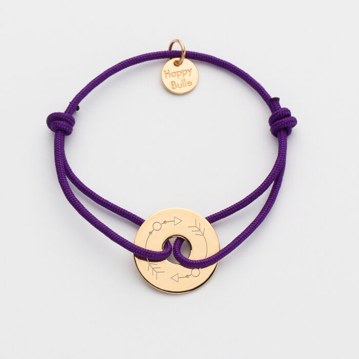 Bracelet enfant personnalisé médaille gravée plaqué or cible 16mm ornement