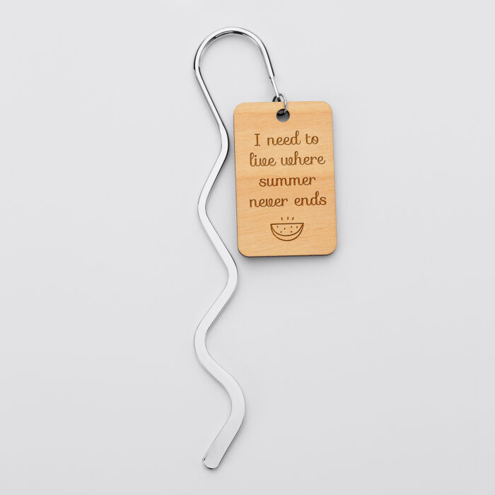Personalised engraved wooden rectangular medallion steel bookmark - illustration