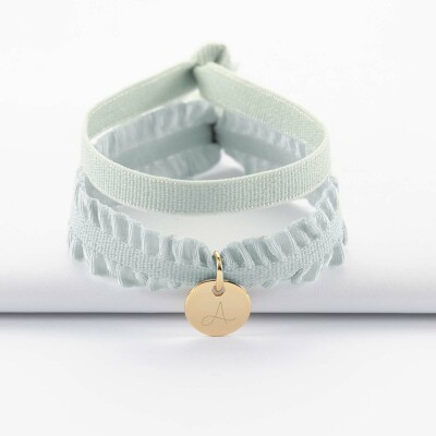 Coffret de bracelets enfant personnalisés cordons élastiques interchangeables médaille gravée plaqué or 10 mm - a