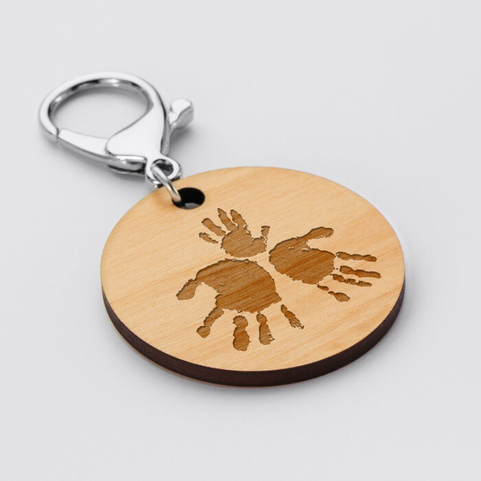 Porte-clés gravé bois médaille ronde 50 mm - Edition spéciale "Grand-Père Exceptionnel" - Prénoms