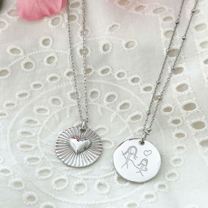 Pendentif personnalisé médaille soleil coeur bombé gravée argent 19 mm - dessin