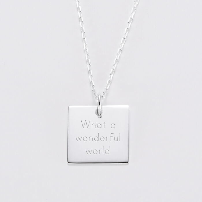 Pendentif personnalisé médaille gravée argent carré 18x18 mm - texte