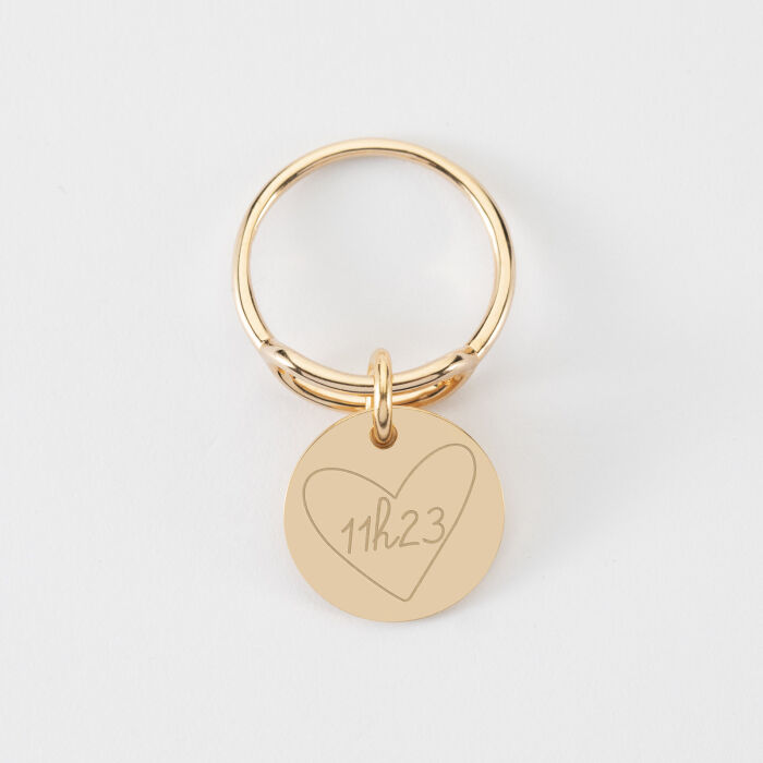 Bague ovale ouverte plaqué or personnalisée médaille gravée 15 mm - HappyBulle x Mon petit Léon - 11h23
