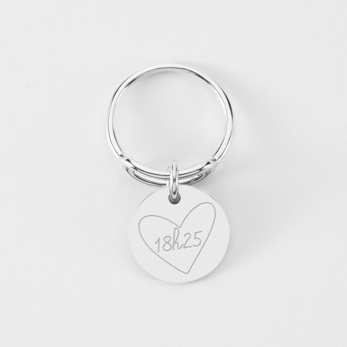 Bague ovale ouverte argent personnalisée médaille gravée 15 mm - HappyBulle x Mon petit Léon - 18h25