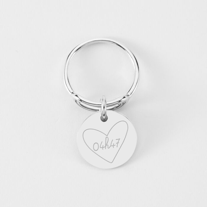 Bague ovale ouverte argent personnalisée médaille gravée 15 mm - HappyBulle x Mon petit Léon - 04h47