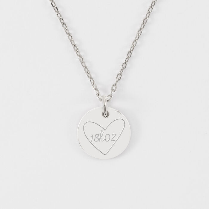 Pendentif personnalisé médaille martelée gravée argent 15 mm - HappyBulle x Mon petit Léon - 18h02