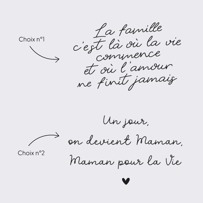 Décoration citation personnalisé acrylique gravé avec coeur acrylique miroir 13x8 cm - HappyBulle x Mon petit Léon - choix citation