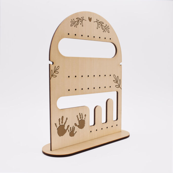 Porte-bijoux personnalisé bois gravé 165x115 mm - empreintes