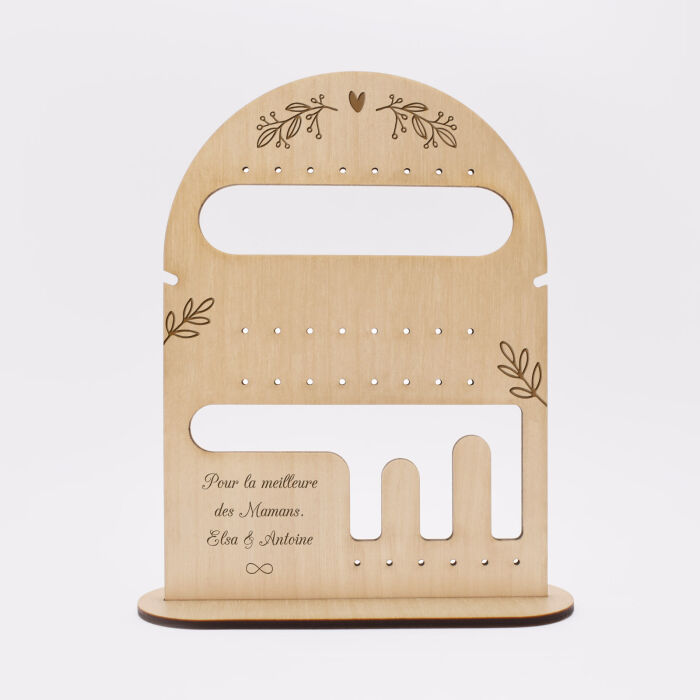 Porte-bijoux personnalisé bois gravé 165x115 mm - texte pictogramme