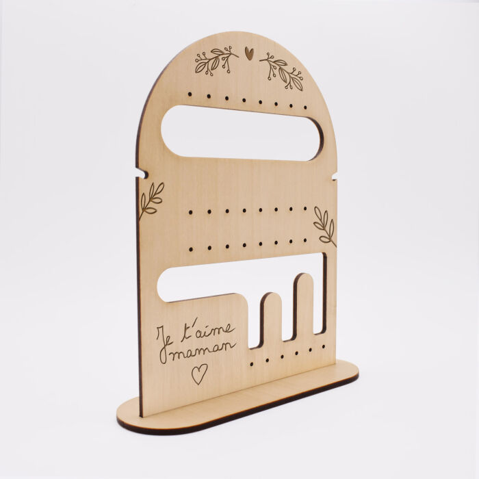 Porte-bijoux personnalisé bois gravé 165x115 mm - biais