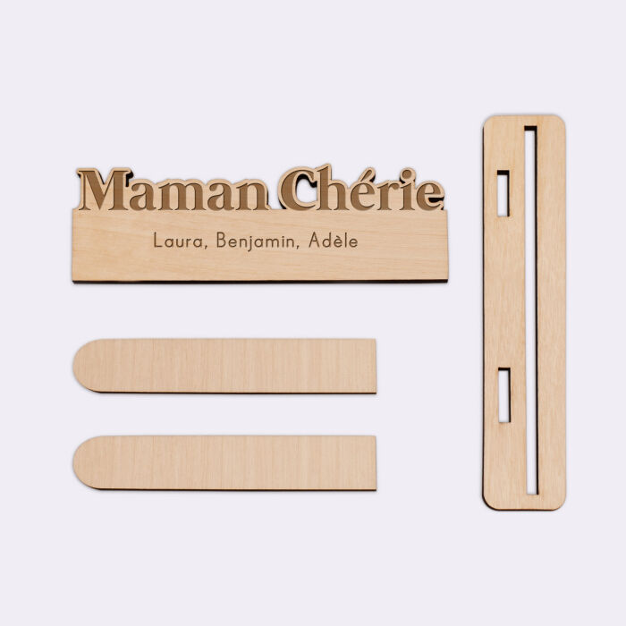 Porte-photo personnalisé bois gravé Maman chérie - laura, benjamin, adèle