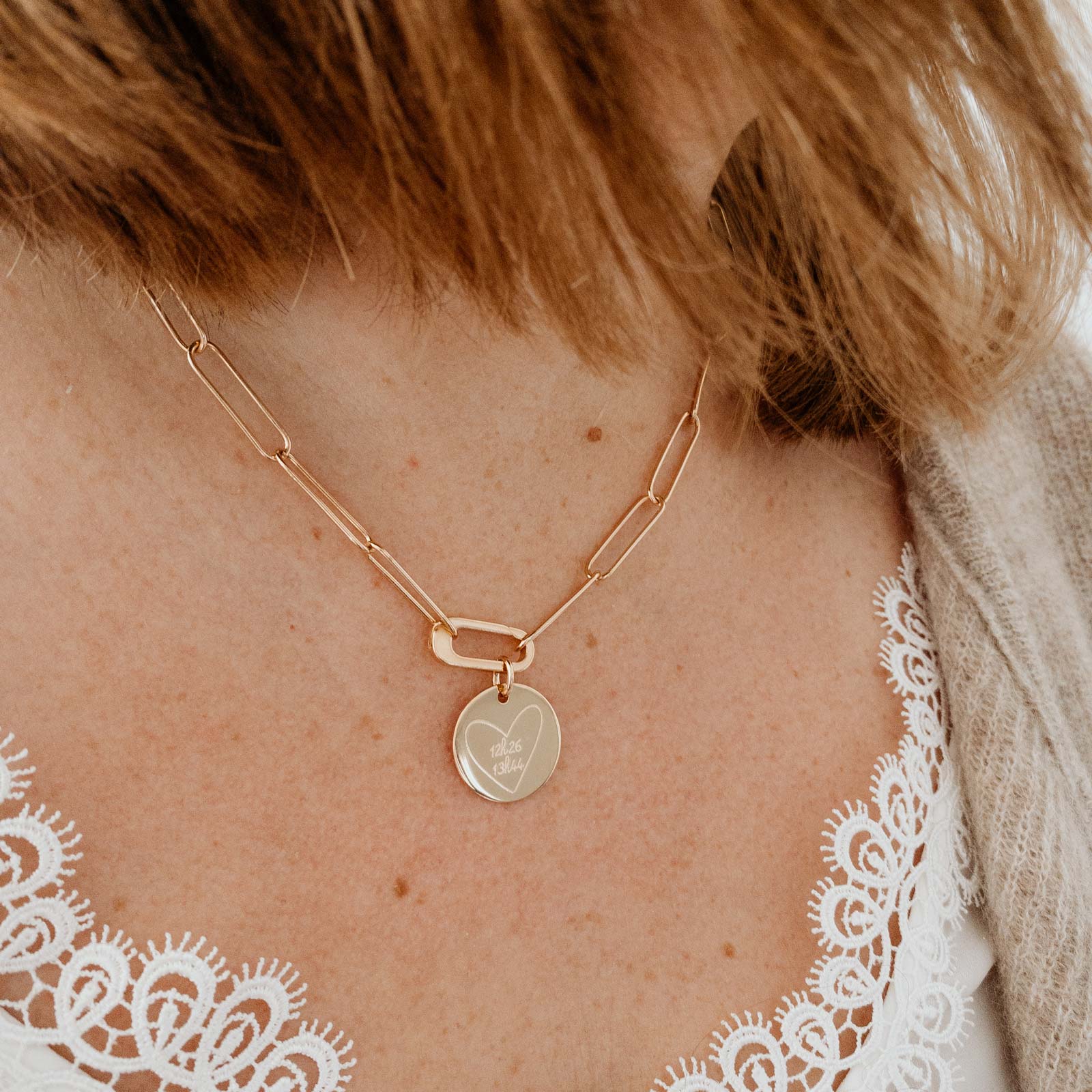 Collier Carador en Or Jaune 18K pendentif Bicolore et Saphir