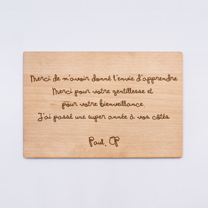 Diplôme de la meilleure maîtresse personnalisé bois gravé 15x10 cm avec support - texte