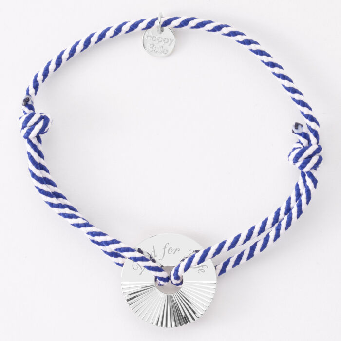 Bracelet homme personnalisé cordon tressé médaille gravée argent cible soleil 20 mm - dad for life