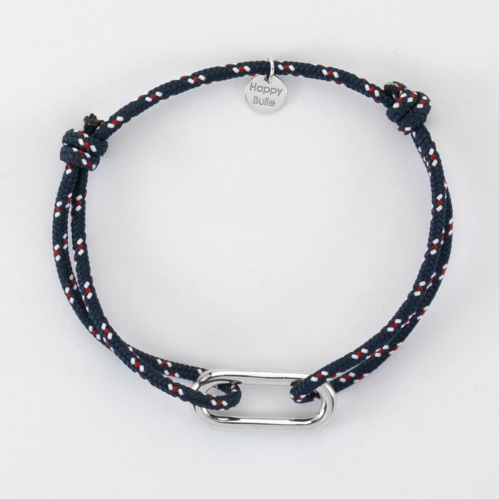 Bracelet homme cordage marin simple maillon argent 25x12 mm - plat