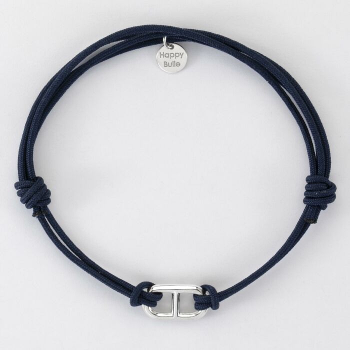 Bracelet homme cordon double maille marine argent 25x12 mm - plat