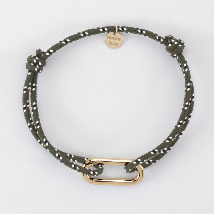 Bracelet homme cordage marin simple maillon plaqué or 25x12 mm - plat