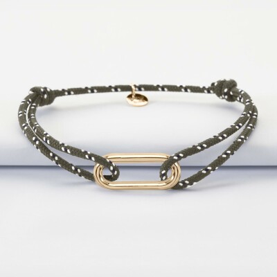 Bracelet homme cordage marin simple maillon plaqué or 25x12 mm - face