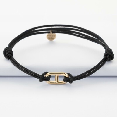 Bracelet homme cordon double maille marine plaqué or 25x12 mm - face