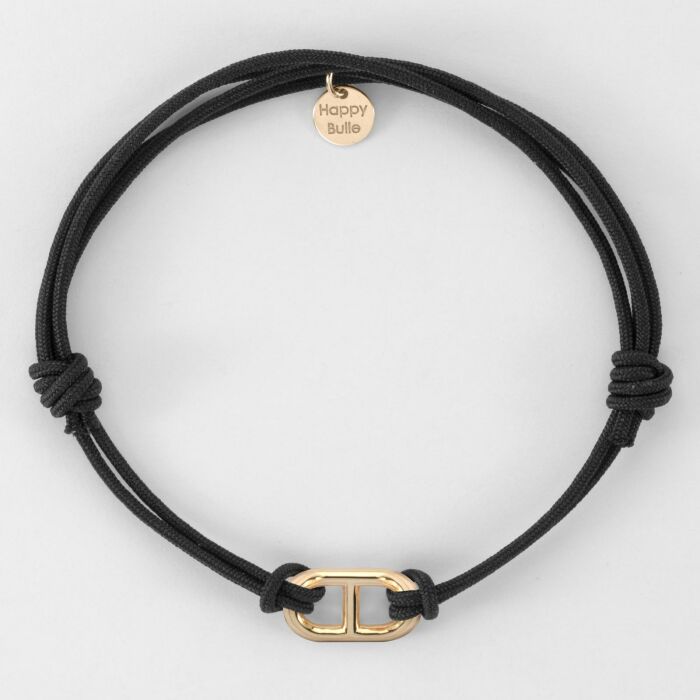 Bracelet homme cordon double maille marine plaqué or 25x12 mm - plat