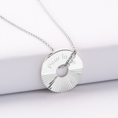 Pendentif personnalisé médaille gravée argent cible soleil 20mm - pour la vie