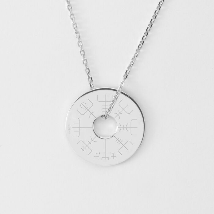 Pendentif homme personnalisé médaille gravée argent cible soleil 20mm - illlustration