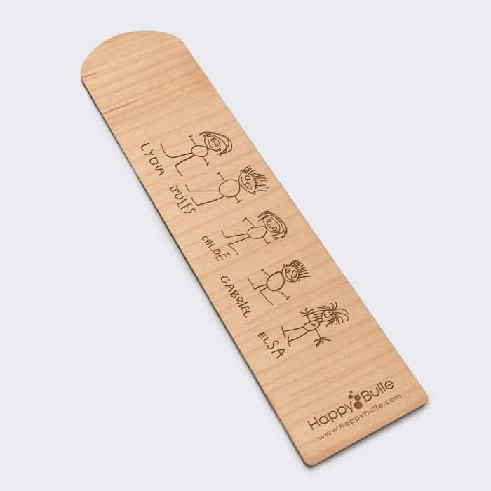 Marque page personnalisé bois gravé - Edition spéciale "Merci maître" - dessins élèves