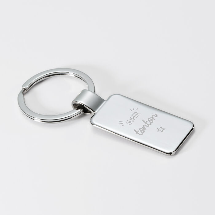Personalised rectangular steel keyring 41x22mm - illustration