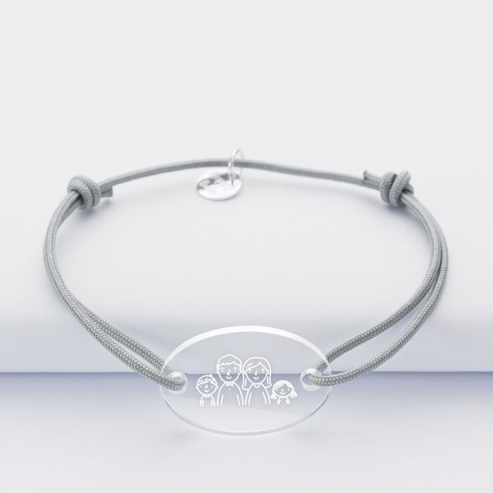 Bracelet personnalisé médaille gravée acrylique ovale 25x17 mm - illustration