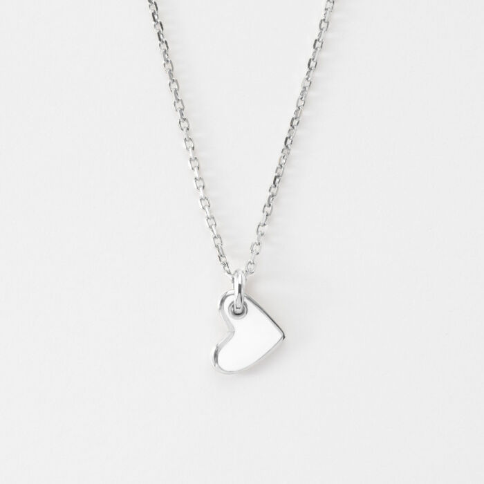 Pendentif coeur email blanc argent 10 mm - plat