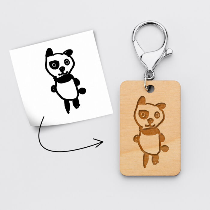 Porte clé personnalisé gravé bois médaille rectangle 55x35 mm tutoriel