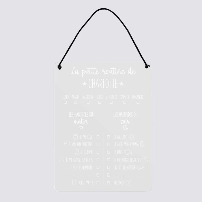Cadre "Routine" personnalisé acrylique gravé 15x20 cm - Charlotte