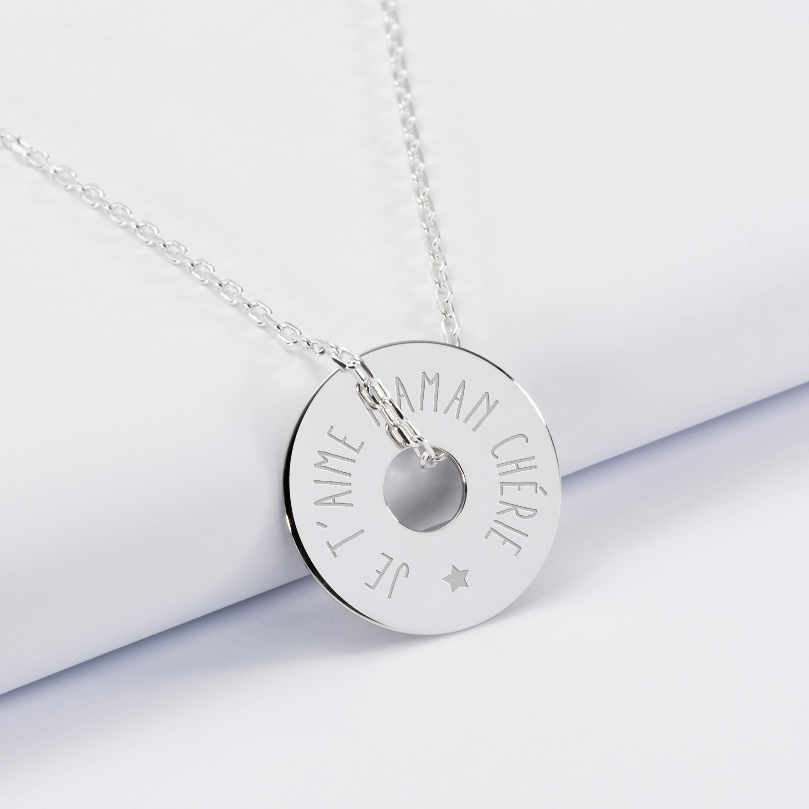 Pendentif En Argent 925 Gravé D'un Ange - Plaque Ovale 18 Mm, Bijou Unisexe