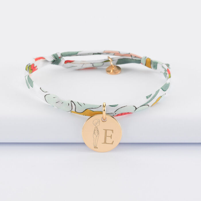 Bracelet enfant Liberty personnalisé initiale médaille gravée plaqué or 15 mm - HappyBulle x Marie Savart - garçon coeur