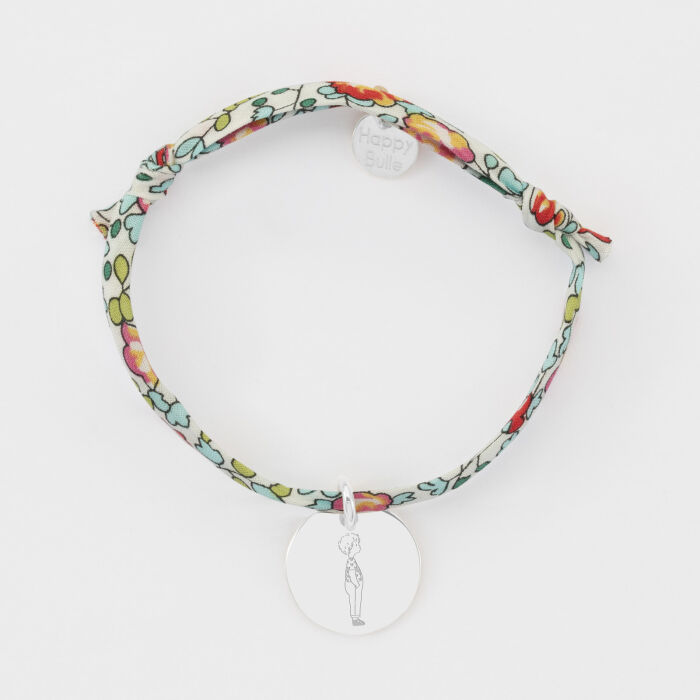 Bracelet enfant Liberty personnalisé illustration médaille gravée argent 15 mm - HappyBulle x Marie Savart - garçon coeur