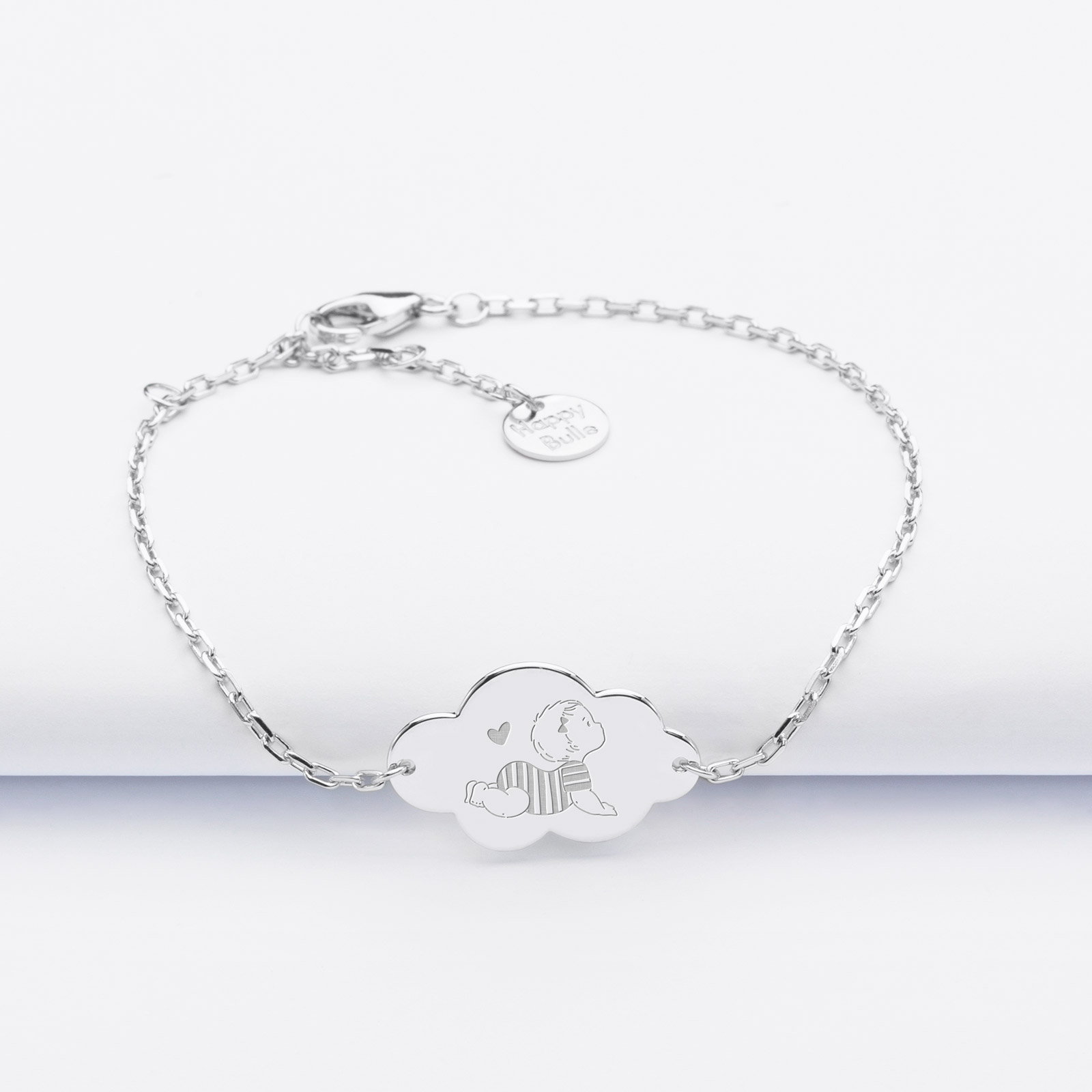 Children's Personalised Silver Chain Bracelet with Engraved Baby