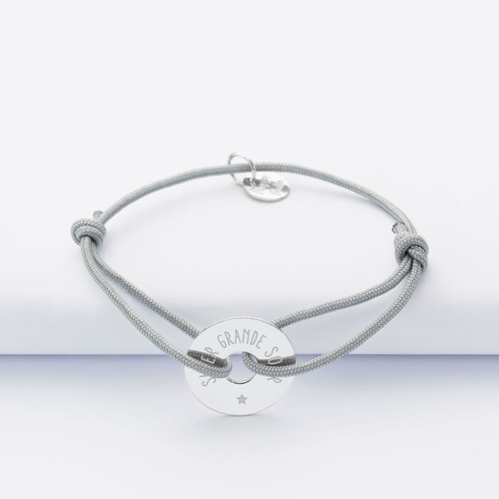 Bracelet enfant personnalisé médaille gravée argent cible 16 mm - 5